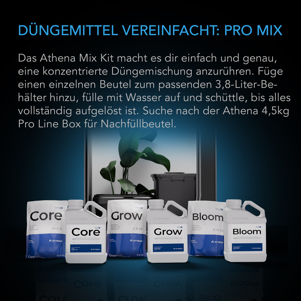 Athena Pro Mix Kit - Konzentrierte komplette Hydrokultur-Düngerlösung - Pro Core, Pro Bloom, Pro Grow mit Mischkrug (1 kg)