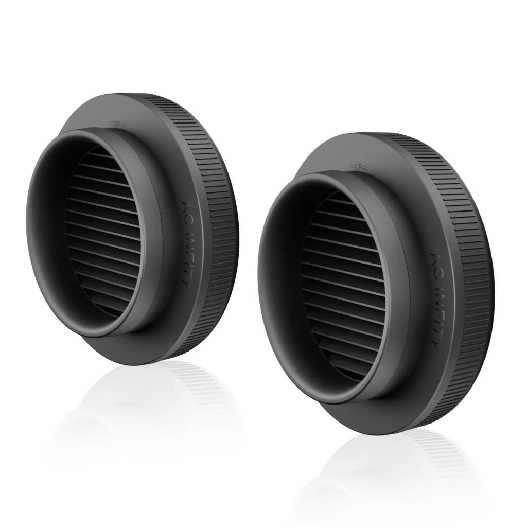 Grow-Zelt-Luftkanal-Belüfter, 2er-Pack – Lichtblockierende Twist-On-Luftauslässe mit integriertem Adapter, Insekten- & Staubfilter, Hoher Luftstrom, Passt auf Standard-200 mm-Luftkanal-Anschlüsse