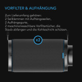 Aktivkohlefilter 100 mm mit Premium-Aktivkohle für Inline-Lüfter, Geruchs- und Luftkontrolle.