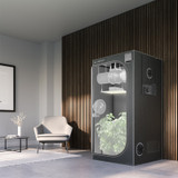 AC Infinity CLOUDLAB 733 Advance Grow Zelt, 90 x 90 x 180 cm, Dickste 22 mm Stangen, Besonders dichtes 2000D Diamant-Mylar-Gewebe, 90x90 cm für Hydroponik Indoor-Anbau