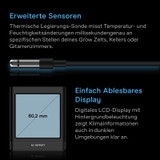 Temperatur-, Luftfeuchtigkeits- und VPD-Smart-Hygrometer B1 mit LCD-Display & Bluetooth App Monitor, Klimamessgerät Thermometer mit Fühler für Keller, Gitarrenzimmer, Grow Zelte, Gewächshäuser