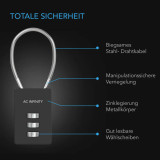 3-stelliges Zahlenschloss, 2er-Pack robustes Zinklegierung-Vorhängeschloss mit Stahl-Drahtkabel für Grow-Zelte, Gewächshäuser und Schuppen