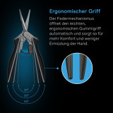 Edelstahl-Gartenschere, ergonomisch, leicht, 16,7 cm gebogene Klingen