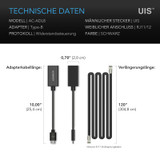 AC Infinity RJ11/12 zu UIS-Anschluss Typ-B Adapter Dongle, Konvertierungskabel mit Verlängerungskabel für RJ11 RJ12 Grow-Lampen mit Widerstands-Dimmung