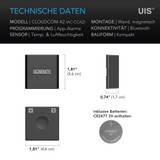 CLOUDCOM A2, Mini Smart Hygrometer für Temperatur und Luftfeuchtigkeit mit Bluetooth App Monitor, Klimamessgerät Thermometer für Keller, Gitarrenzimmer, Grow Zelte und Gewächshäuser