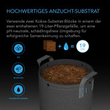 Kokossubstrat Kit, 2-Pflanzen Starter-Set mit premium gepufferten Kokos-Substrat-Blöcken, 19-Liter Stoff-Töpfen und wasserdichten Mehrzweck-Schalen, Grow-Zubehör-Kit für Samenkeimung