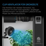 CLOUDRAY S9, 225 mm Growzelt-Clipventilator mit langlebigem EC-Motor, 10-stufigen dynamischen Windmodi und Geschwindigkeiten sowie 10-stufiger automatischer Oszillation