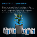 Komplettes Blended Starter-Set mit acht einzelnen 946 ml Flaschen: Grow A, Grow B, Bloom A, Bloom B, PK, CaMg, Cleanse, Balance
