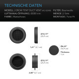 Grow-Zelt-Luftkanal-Belüfter, 2er-Pack – Lichtblockierende Twist-On-Luftauslässe mit integriertem Adapter, Insekten- & Staubfilter, Hoher Luftstrom, Passt auf Standard-200 mm-Luftkanal-Anschlüsse