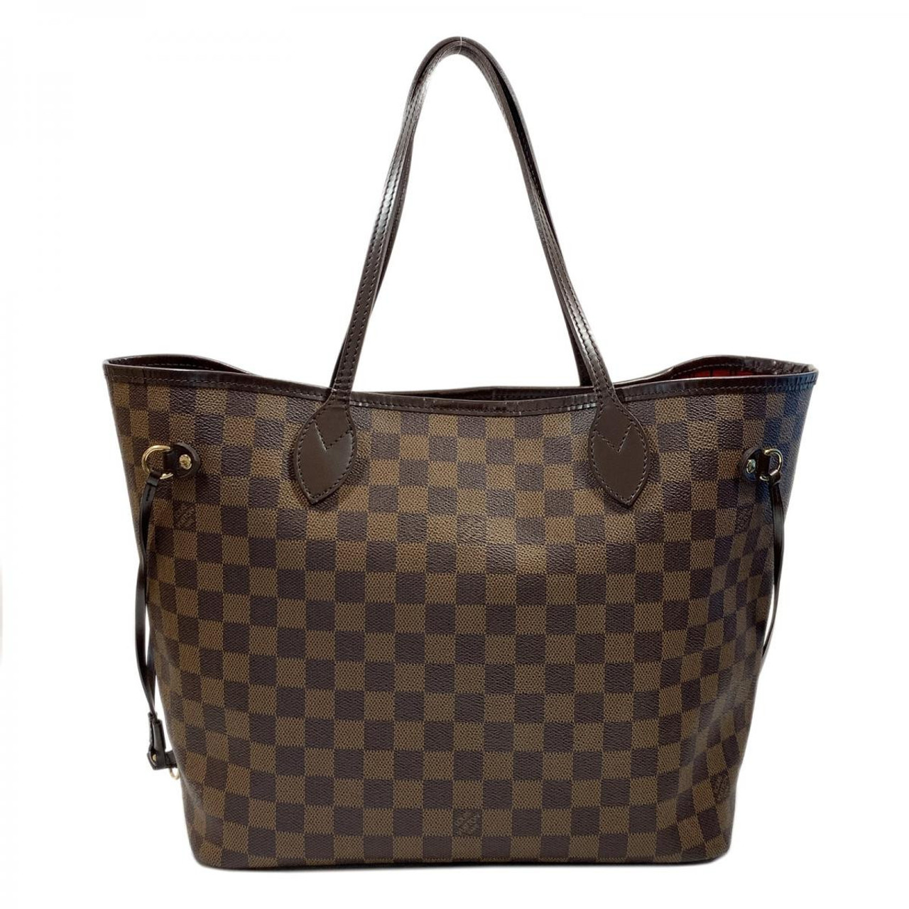 Louis Vuitton lv neverfull mm shopping carry bag original leather version  damier ebene with red interior