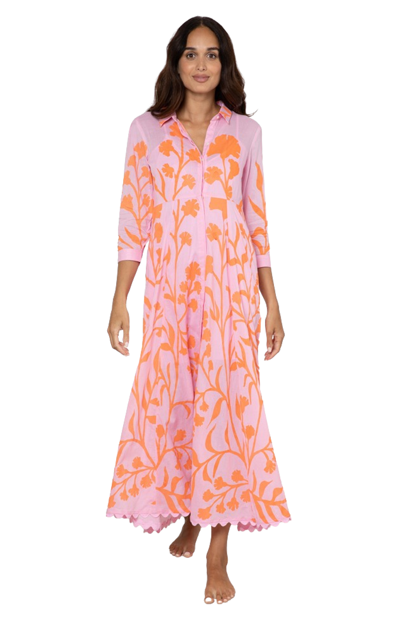 Jade Long Sleeve Beach Dress in Majorelle Print