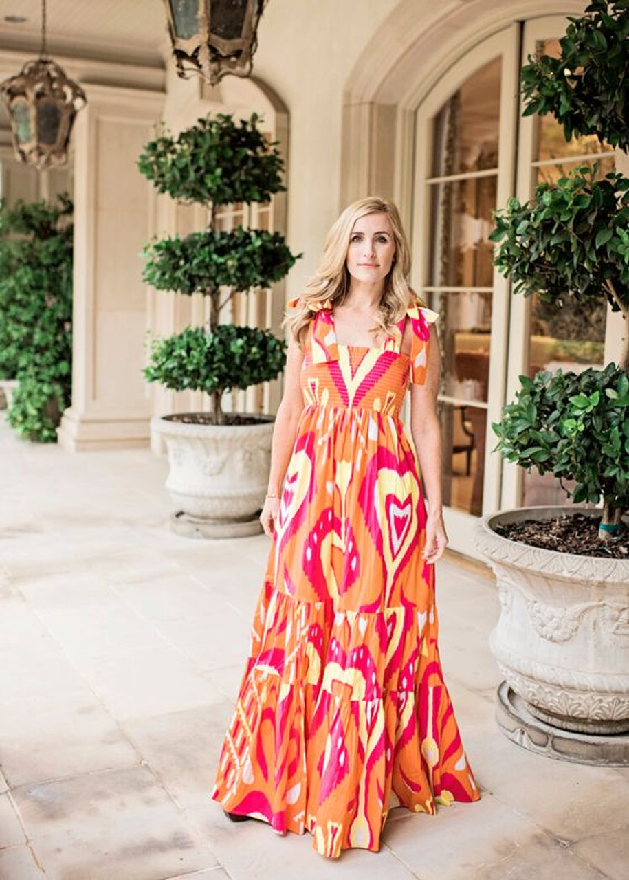 Sheridan French Kelly Dress Orange Heart Ikat Monkee S Of Mount Pleasant