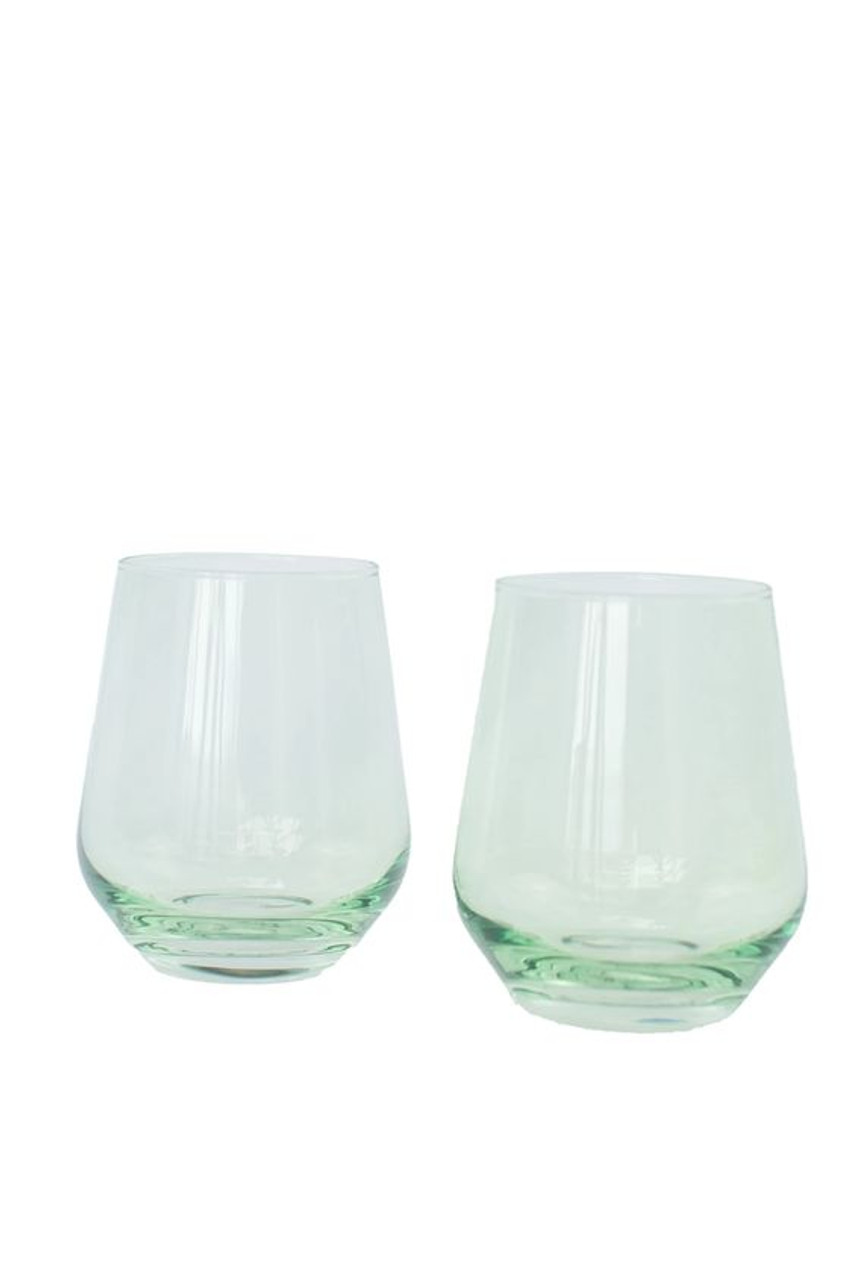 Estelle Colored Glass - Stemware Wine Glasses - Set of 2 Mint Green