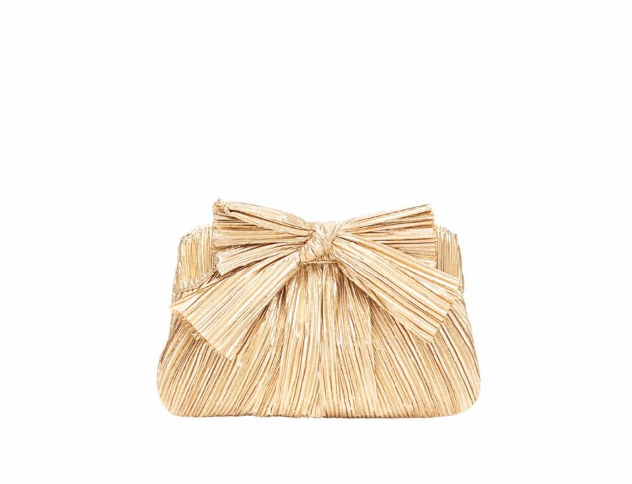 Loeffler Randall Rayne Pleated Frame Clutch with Bow, Gold