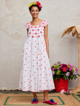 Nimo With Love Jasmine Dress, White Roses Embroidery 