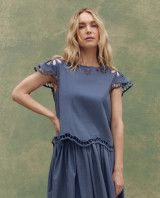 The Great The Super Bloom Eyelet Top, Vintage Blue The Great The Super Bloom Eyelet Top, Vintage Blue