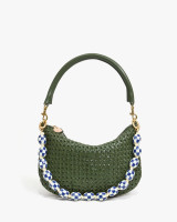Clare V. Shortie Strap, Blue Cream Checker