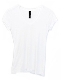 Bobi Basic V-Neck Tee, White Bobi Basic V-Neck Tee, White
