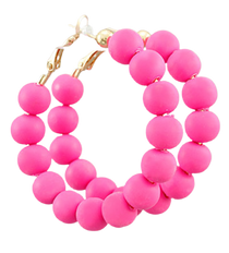 Clay Ball Hoops, Hot Pink Clay Ball Hoops, Hot Pink