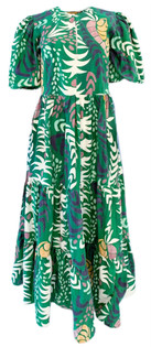 Oliphant Puff Sleeve V-Neck Maxi, Grenadine Green Oliphant Puff Sleeve V-Neck Maxi, Grenadine Green