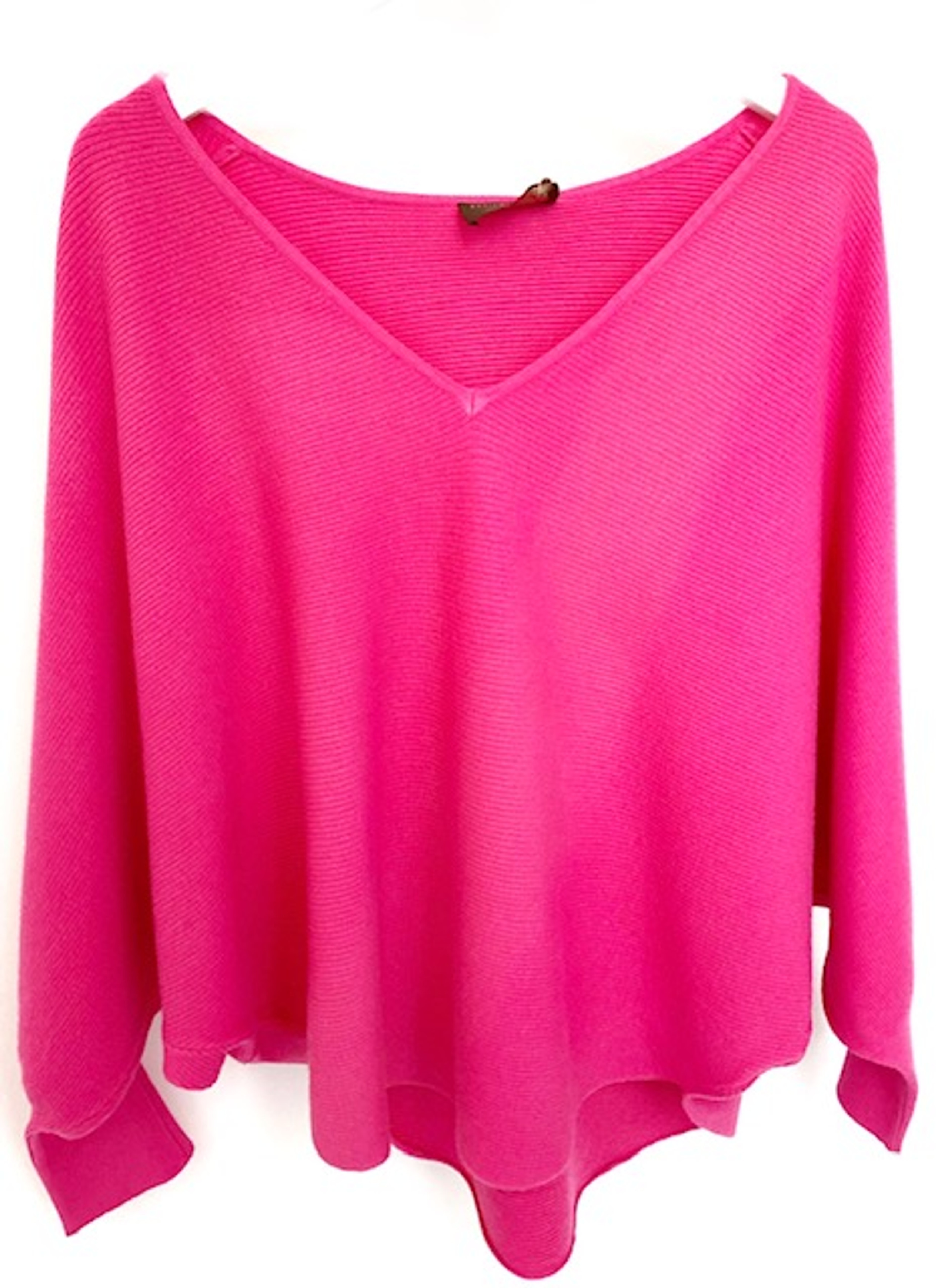 Kerisma Ryu V-neck Sweater, Hot Pink - Monkee's of Mount Pleasant