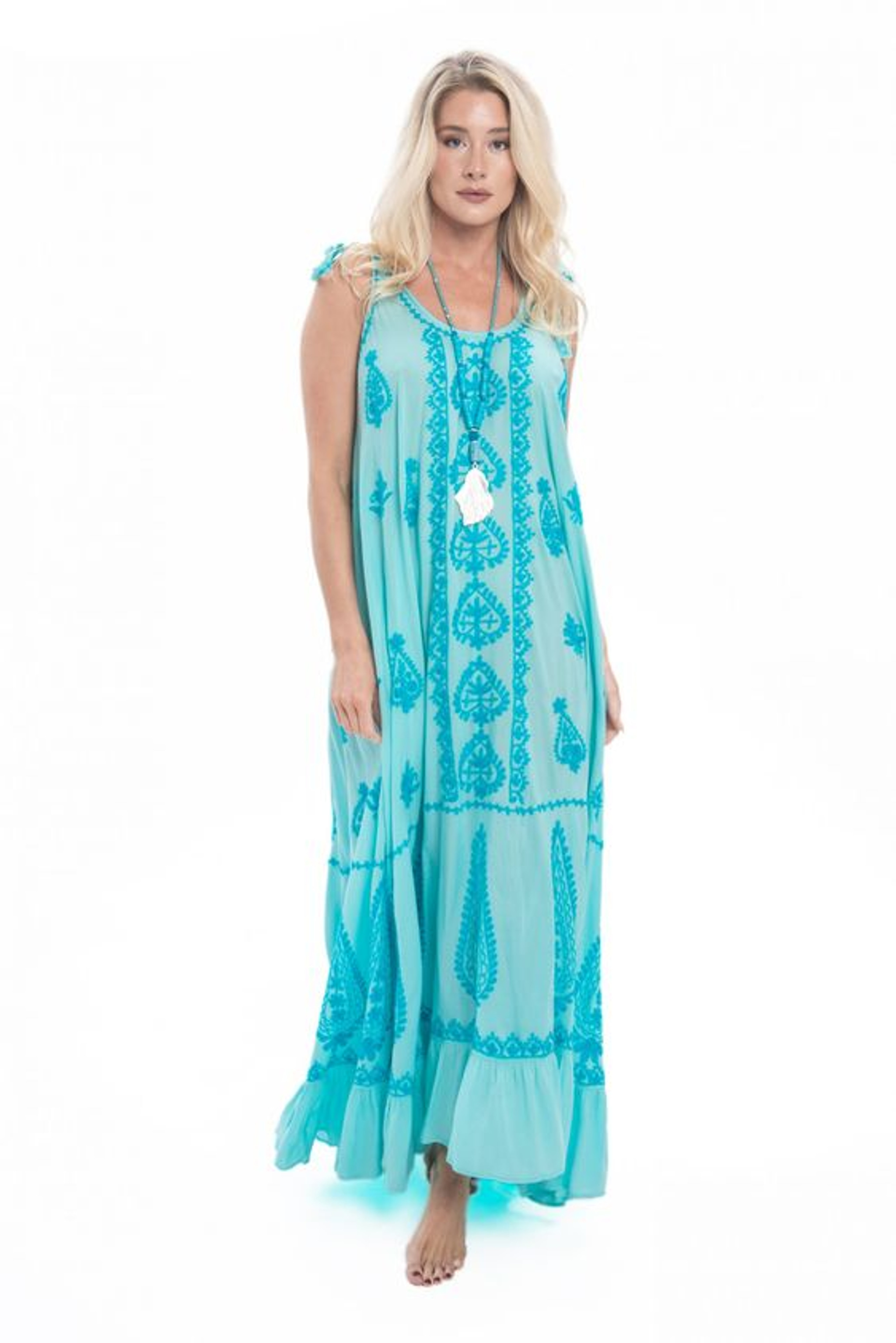 Pranella Atzaro Maxi Dress, Aqua - Monkee's of Mount Pleasant