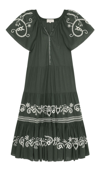 The Great Iris Dress, Dark Forest Western Embroidery 