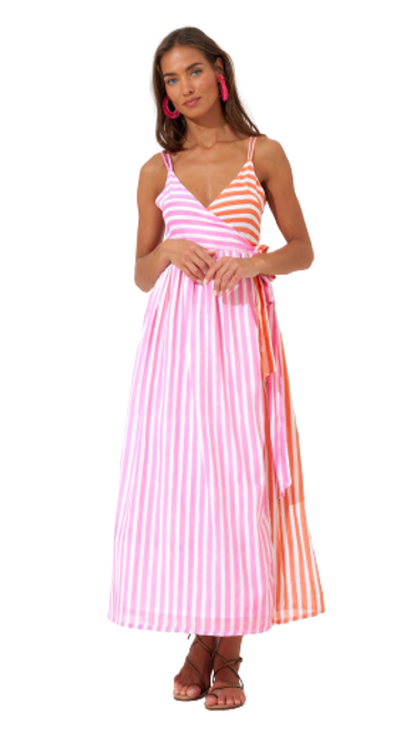 Oliphant Sleeveless Wrap Dress, Nassau Pink