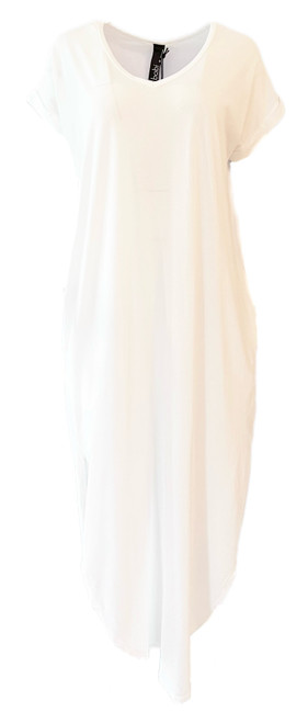 Bobi Curved Hem Maxi Dress, White