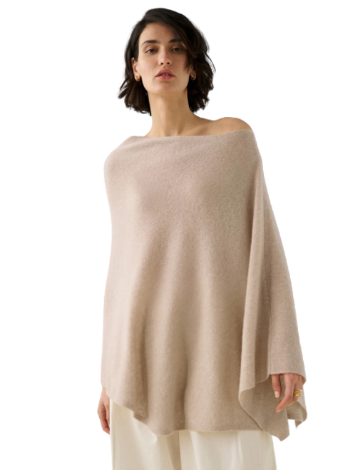 White + Warren Cashmere Two Way Topper, Toffee Heather