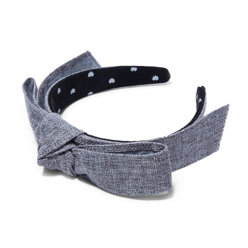 Lele Sadoughi Linen Shirley Wide Ribbon Headband, Charcoal 