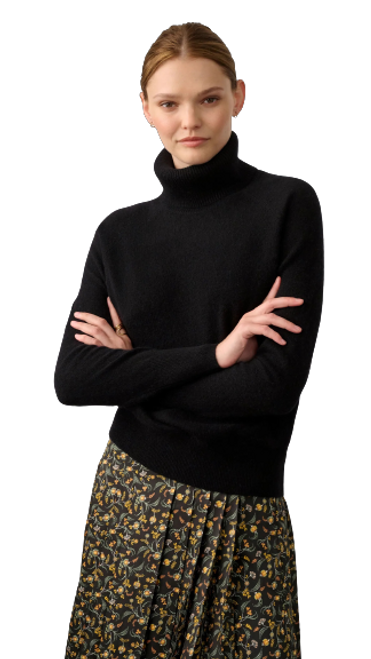 White + Warren Cashmere Essential Turtleneck, Black 