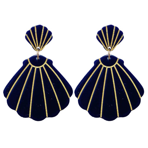 St Armands Shell Drop Earrings, Navy 