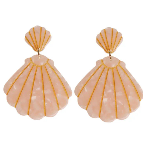 Shell Earrings, Pink Tortoise 