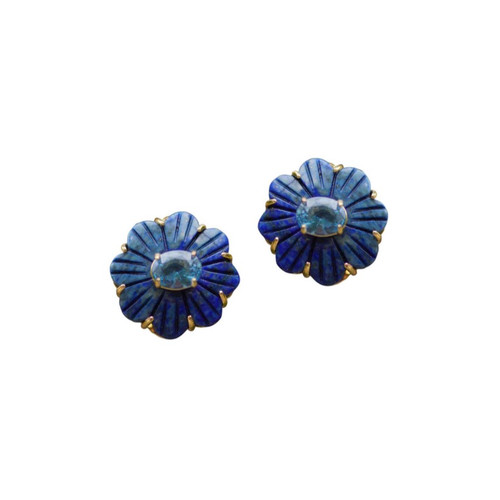 Nicola Bathie Lapis Flower Studs