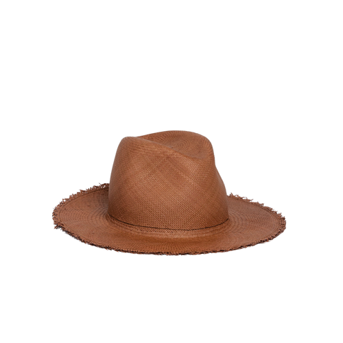 Hat Attack Fringed Panama Continental Hat, Chocolate  