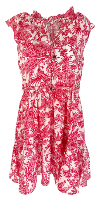 Anna Cate Aimee Dress, Hot Pink Leaf