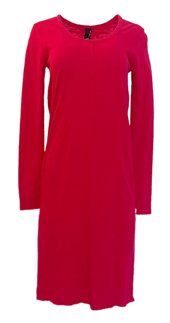 Bobi Long Sleeve Raw Edge Midi Dress, Pepper