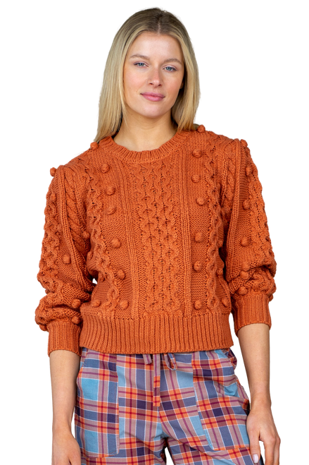 Olivia James Poppy Bubble Knit Sweater, Orange