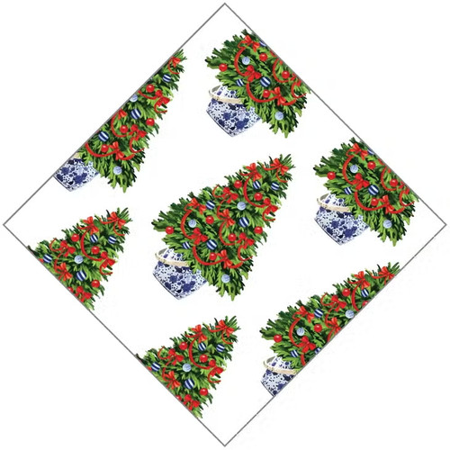 Cocktail Napkins, Christmas Tree Chinoiserie