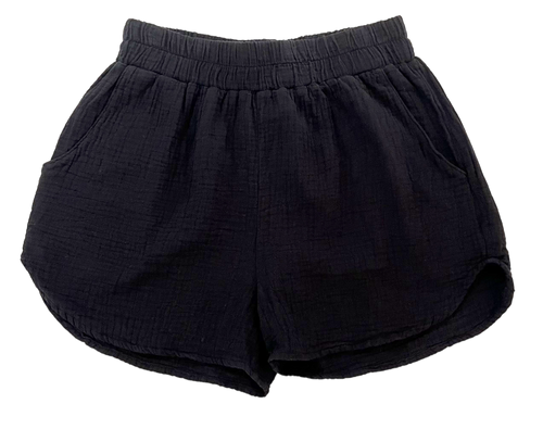 Bobi Elastic Waist Shorts, Black