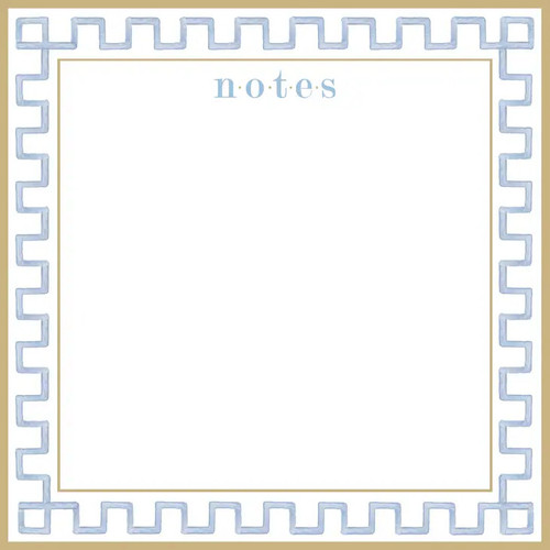 Slab Notepad 8.5x8.5, Tan Blue Greek Key Border