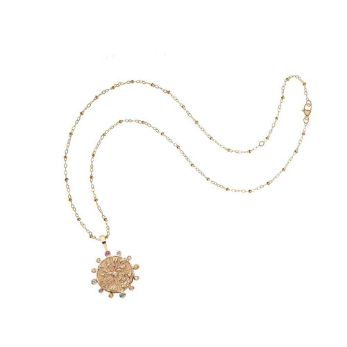 Jane Win Hope Petite Embellished Coin Necklace, Satellite 16"-18"