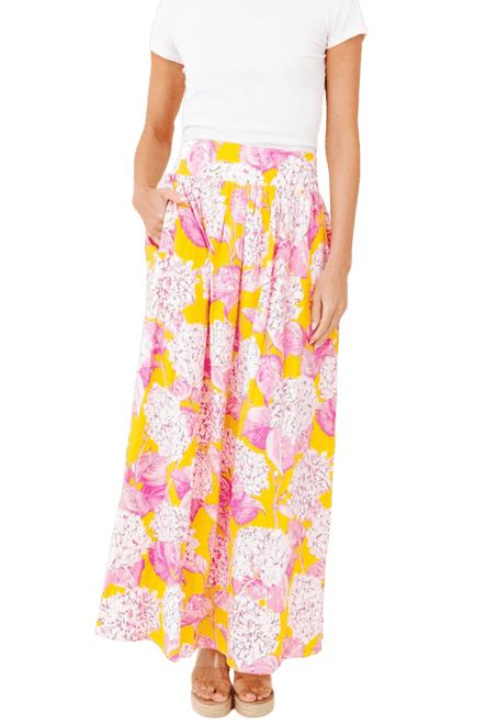 Sheridan French Lillian Skirt, Pink Lemonade Hydrangea 