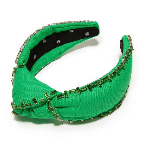 Lele Sadoughi Crystal Trim Knotted Headband, Grass Green