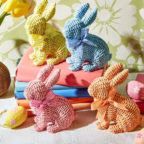 Basket Weave Pattern Easter Bow Bunny, Orange