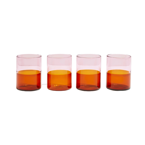 Fazeek Two Tone Glasses Set of 4, Pink Amber Fazeek Two Tone Glasses Set of 4, Pink Amber