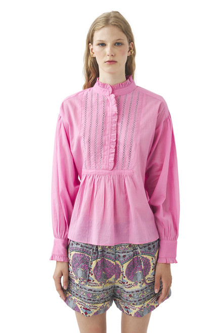 Antik Batik Anna Victorian Blouse, Indian Pink