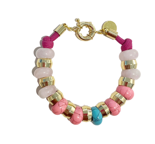 Holst & Lee Semi-Precious Bracelet, Turq, Rose Quartz, Pink Amazonite