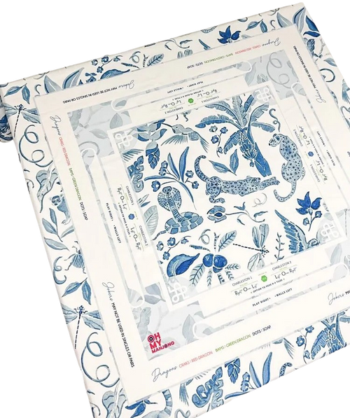 Oh My Mahjong Instructional Tablecloth, Blue